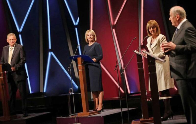Peter Casey, Gavin Duffy, Joan Freeman and Liadh N&iacute; Riada took part in a televised presidential debate on RT&Eacute;'s Claire Byrne Live programme, but President Michael D Higgins and Se&aacute;n Gallagher declined an invitation to participate&nbsp;