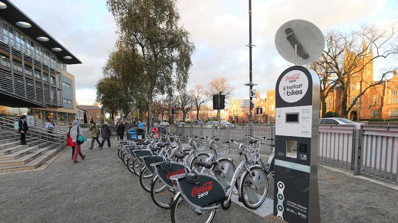 Two new docking stations for the Belfast Bikes have been installed near Queen&#39;s University. Picture by Hugh Russell 
