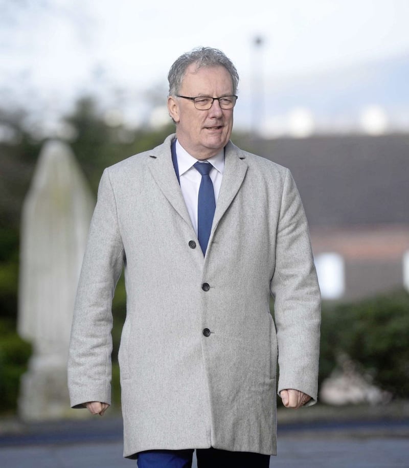 The funeral of Barney Eastwood takes place at St Colmcille&acirc;??s , Holywood Co Down just outside Belfast. Pictured is Mike Nesbitt. Picture Mark Marlow. 