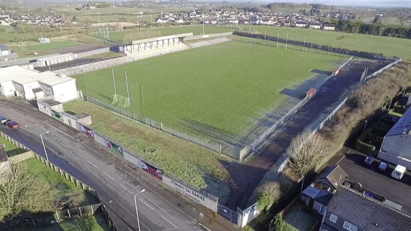 An aerial view of O&#39;Neill Park in Dungannon. The Tyrone County Board is to &#39;agree and implement a master-plan... to develop Dungannon as Tyrone&rsquo;s secondary ground&#39; 
