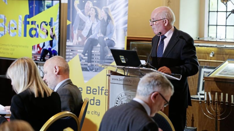 Jim Rodgers addresses the Belfast Community Planning Partnership meeting 