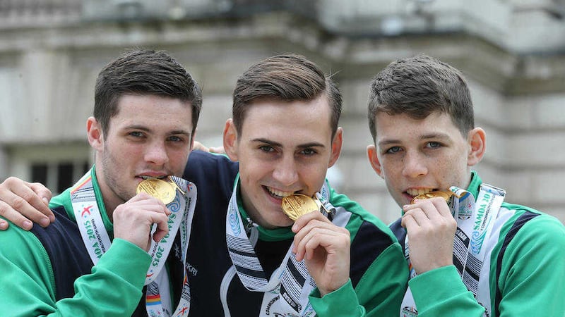 Boxers James McGivern, Auden Walsh and Stephen McKenna won gold medals at the 2015 Commonwealth Youth Games in Samoa 
