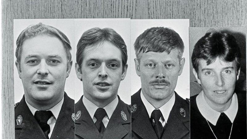 RUC officers Joshua Willis, David Sterritt, William Hanson and Sister Catherine Dunne who were killed in a bomb blast on the Killylea Road in Armagh on July 24, 1990 