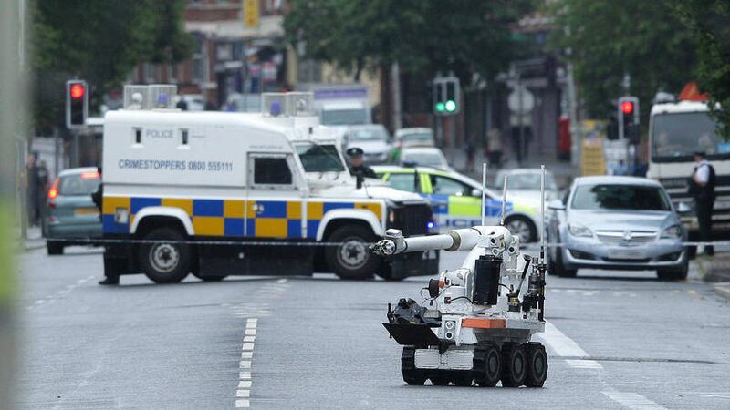 Security alert on the Ormeau Road, Belfast, yesterday. Picture by Ann McManus 