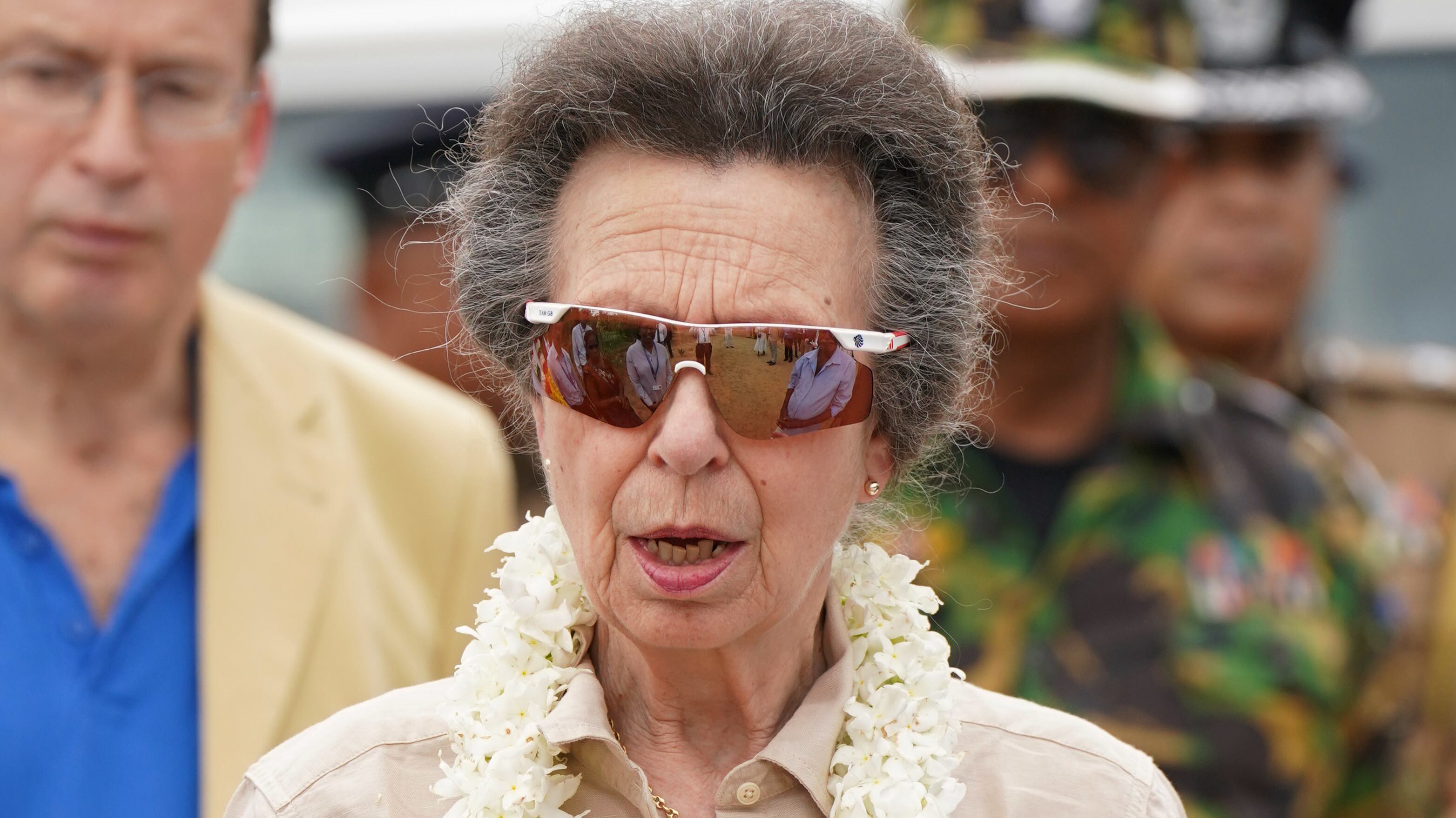 The Princess Royal visits a resettlement village at the Halo Trust site in Muhamalai during day two of her visit to Sri Lanka