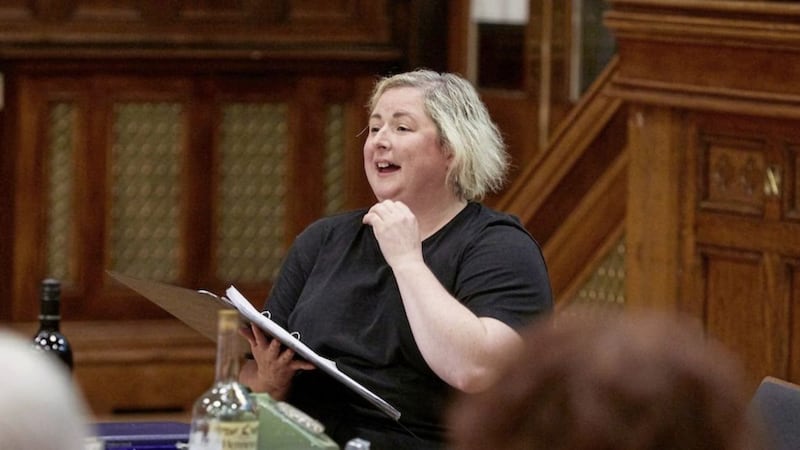 Cork actress, Siobh&aacute;n McSweeney, aka Sister Michael from Derry Girls returned to the city at the weekend for Brian Friel&#39;s &quot;The Freedom of the City&quot; performed at The Guildhall as part of the Lughnasa FrielFest Arts Over Borders. Picture by Matthew Andrews 