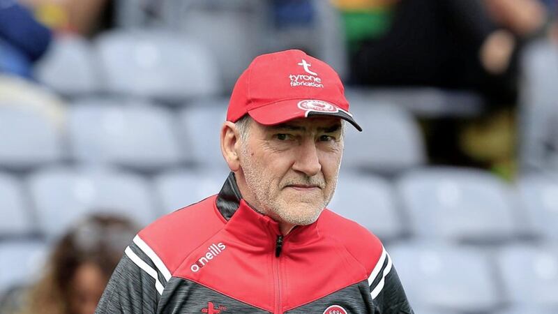 Tyrone&#39;s Mickey Harte before the start of the Electric Ireland GAA Football All-Ireland Senior Championship Semi-Final between Tyrone and Kerry at Croke Park Dubln on Sunday August 11-2019 Picture by Philip Walsh. 