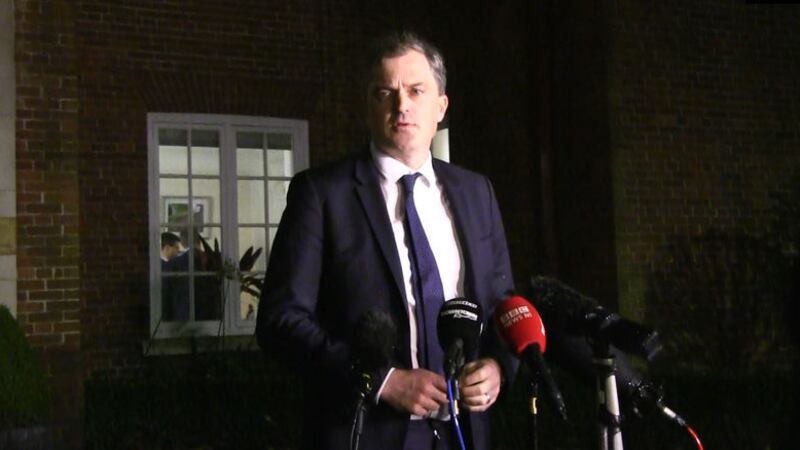 Secretary of State Julian Smith speaks to media as roundtable sessions continue in at Stormont in Belfast. The DUP has said a deal to restore the Stormont institutions in the coming days is unlikely. Picture by David Young/PA Wire&nbsp;