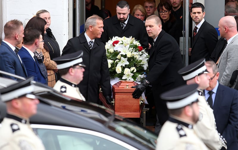 &nbsp;The funeral heard that Ian Ogle had shown 'unparalleled bravery'. Picture by Mal McCann.