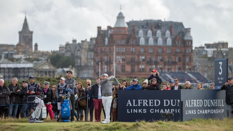England's Tyrell Hatton tees off at the third hole during day four of the Alfred Dunhill Links Championship at St Andrew's<br />Picture by PA&nbsp;&nbsp;