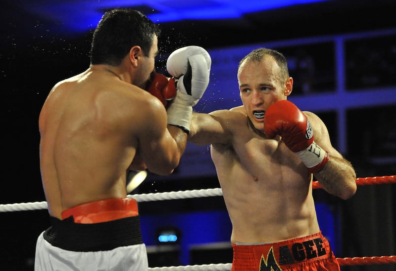 Brian Magee successfully defended his European super-middleweight title against Roman Aramyan at the National Stadium in 2010