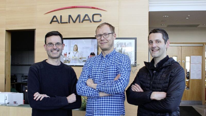 L-R: Almac scientists Fernando Tur Espinosa, Stefan Mix and Gareth Brown, who will be conducting the novel work funded by the Bill &amp; Melinda Gates Foundation 