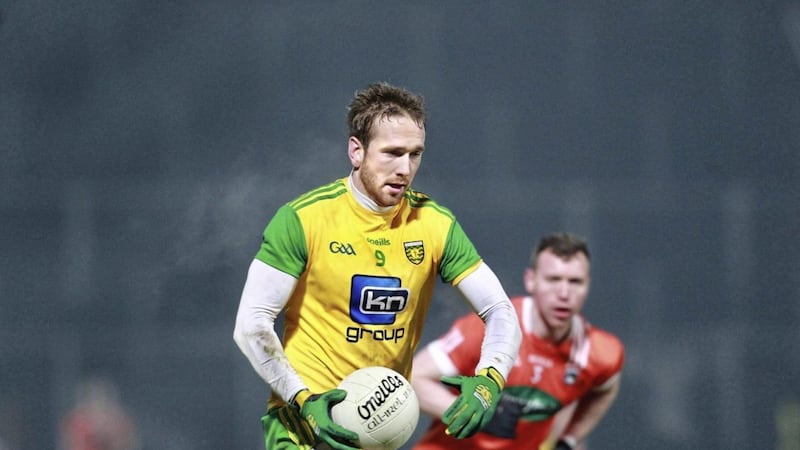 Donegal&#39;s Nathan Mullins in action against Armagh during Saturday night&#39;s Dr McKenna Cup semi-final match played at Celtic Park, Derry. Picture by Margaret McLaughlin. 