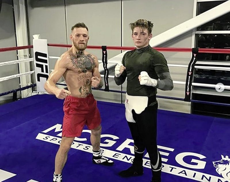 Tiernan Bradley with Conor McGregor after last week&#39;s sparring session at the UFC Performance Institute 