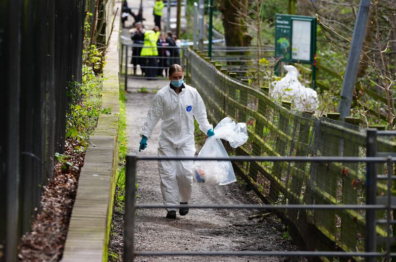 Forensic officers at Kersal Dale, near Salford, Greater Manchester