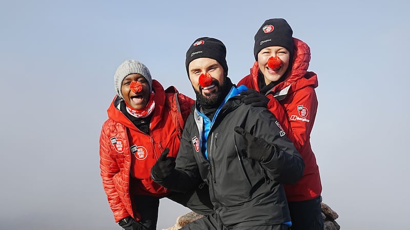 The celebrity trio summited the snow-capped peak at 1245m above sea level on Saturday in their bid to raise funds for Comic Relief.