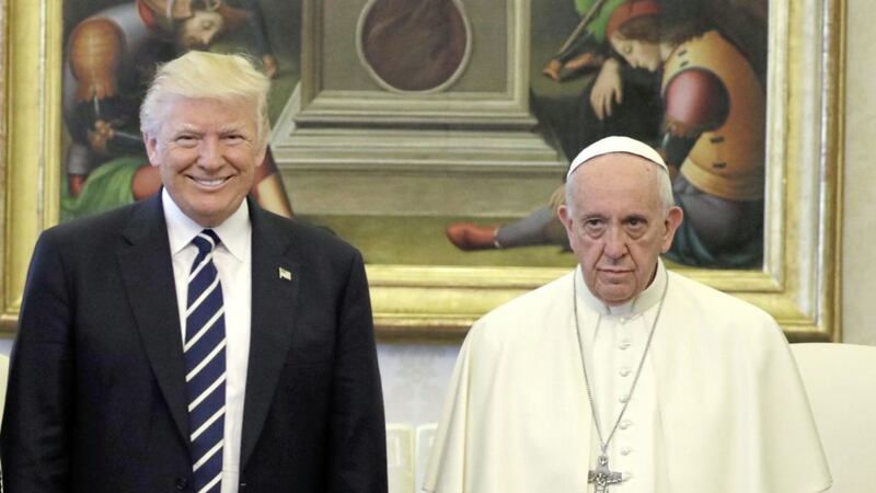 Former US President Donald Trump meeting Pope Francis at the Vatican in 2017. Picture by AP/Evan Vucci 