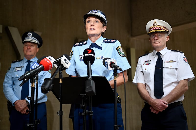 New South Wales Commissioner Karen Webb addresses a press conference in Sydney on Tuesday (Bianca De Marchi/AAP Image via AP)