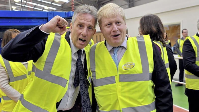 Ian Paisley and Boris Johnson at a visit to Wrightbus in in 2006 