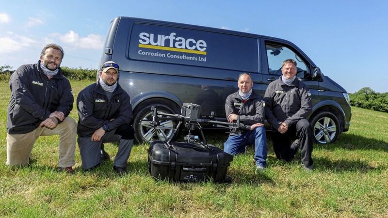 Members of the Surface team - Robert Dalzell, Chris Clark, Lee Mothersdale and Lee Nolan - who recently qualified with GVC (General Visual Line of Sight Certificate) drone training certifications approved by the Civil Aviation Authority 