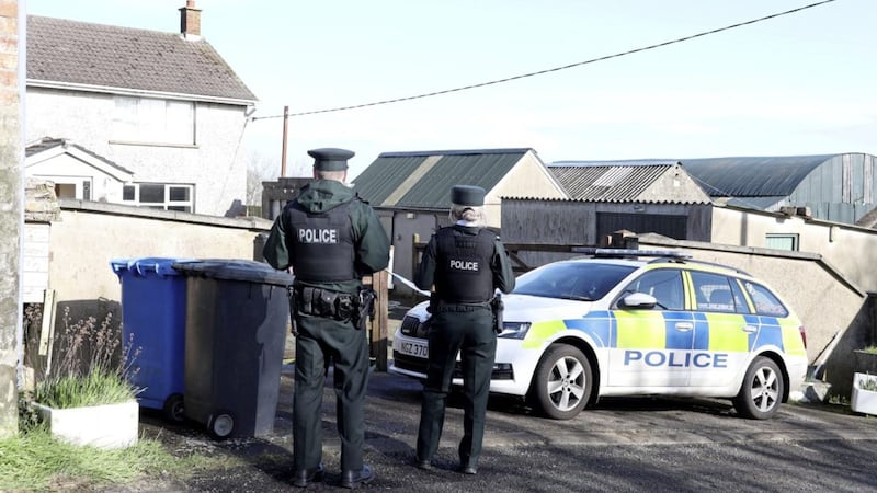 Police remained at a house on the Bankhall Road, Magheramorne, Co Antrim yesterday after a child died in a domestic stabbing on Monday. Picture by Laura Davison, Pacemaker Press 