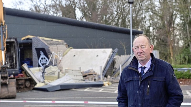 DUP Assembly Member William Irwin at the scene of an ATM theft in Richhill, Co Armagh. Picture by Colm Lenaghan/ Pacemaker 