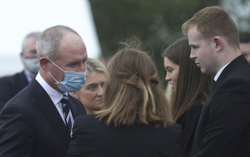 Former Dublin manager Jim Gavin attends the funeral of Anto Finnegan. Picture by Hugh Russell&nbsp;