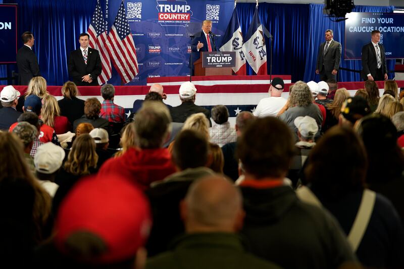 Mr Trump spoke at a rally at Des Moines Area Community College in Newton, Iowa (AP)