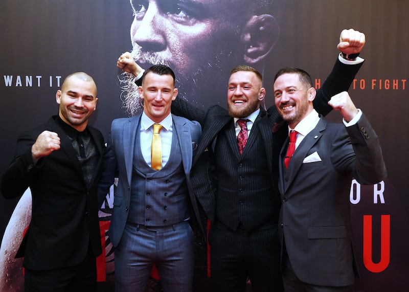MMA coach John Kavanagh (far right) remains a mentor to James Gallagher, over a decade since the pair first crossed paths