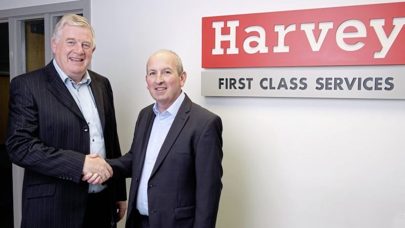 Brian Harvey with Richard Craig, the new managing director of Harvey Group 