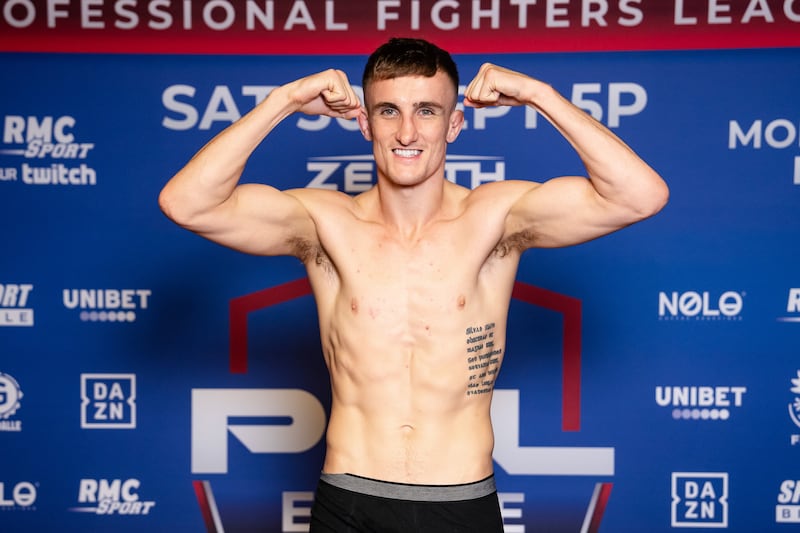 John Mitchell at the weigh-in for the PFL Europe play-offs in Paris.