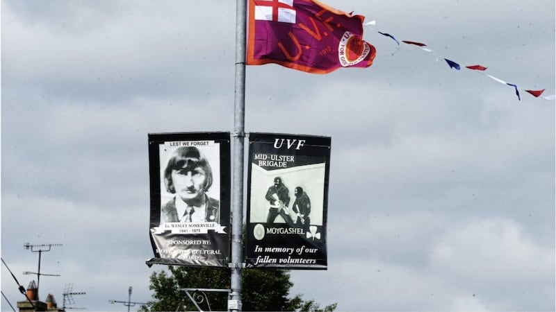 The Wesley Somerville UVF Banner on display in Moygashel, Co Tyrone. Picture by Hugh Russell. 
