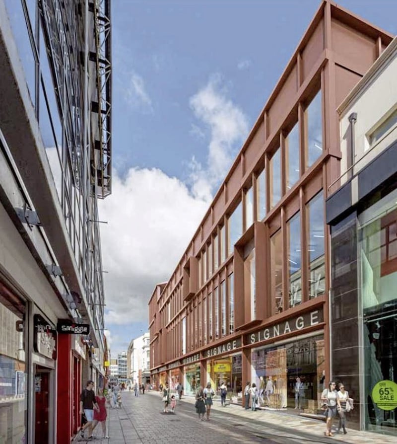 View of the proposed new facade from Castle Lane. 