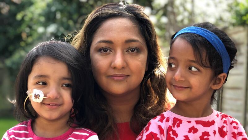 Pamela with twins Daya (left) and Jasmine (right) has backed the £300 million fundraiser for a new children’s cancer centre at Great Ormond Street Hospital (Family handout/PA)