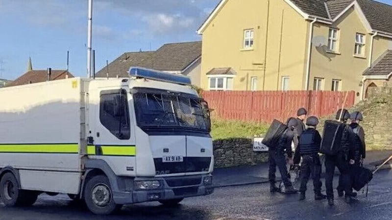 Police in Strabane's Mount Carmel Heights area following a bomb attack last November in which two officers escaped injury.