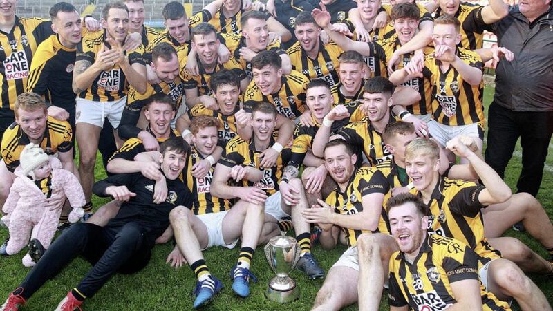 Crossmaglen Rangers celebrate after winning the Armagh championship on Sunday. Picture by Bill Smyth 