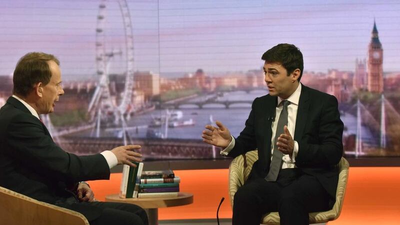 Andy Burnham MP, right, appearing on BBC One&#39;s The Andrew Marr Show 