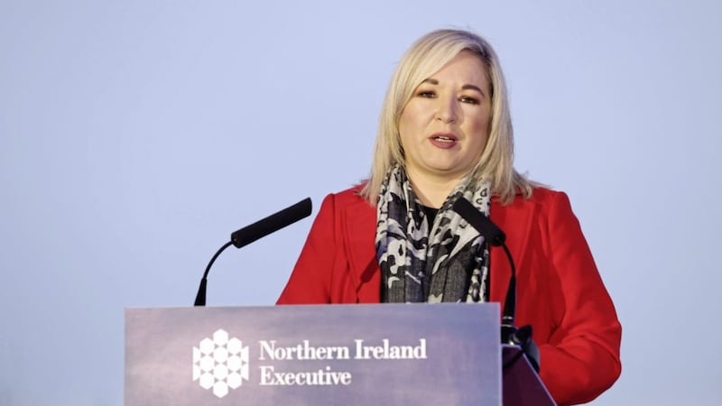 Deputy First Minister Michelle O&#39;Neill speaking at the &#39;Hill of the O&#39;Neill&#39; in Dungannon, Co Tyrone. Photo: Kelvin Boyes/Press Eye/PA Wire. 