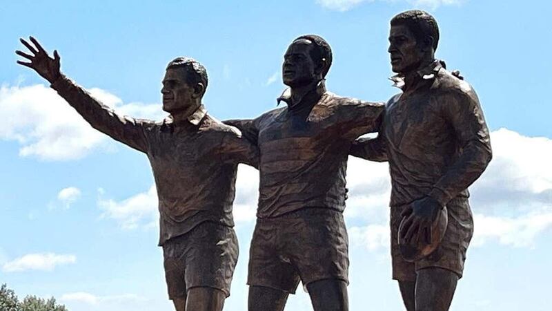 A statue of Billy Boston, Clive Sullivan, and Gus Risman has been unveiled in Cardiff Bay (Cardiff Council/PA)