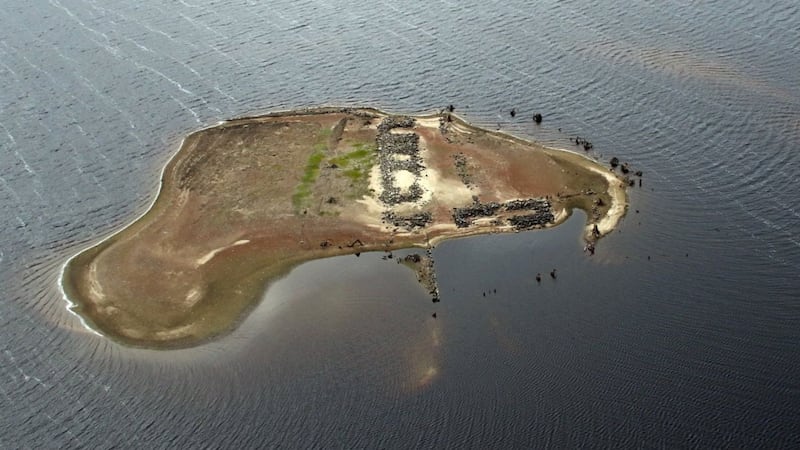 Pictures reveal a homestead and farming equipment in the man-made reservoir.