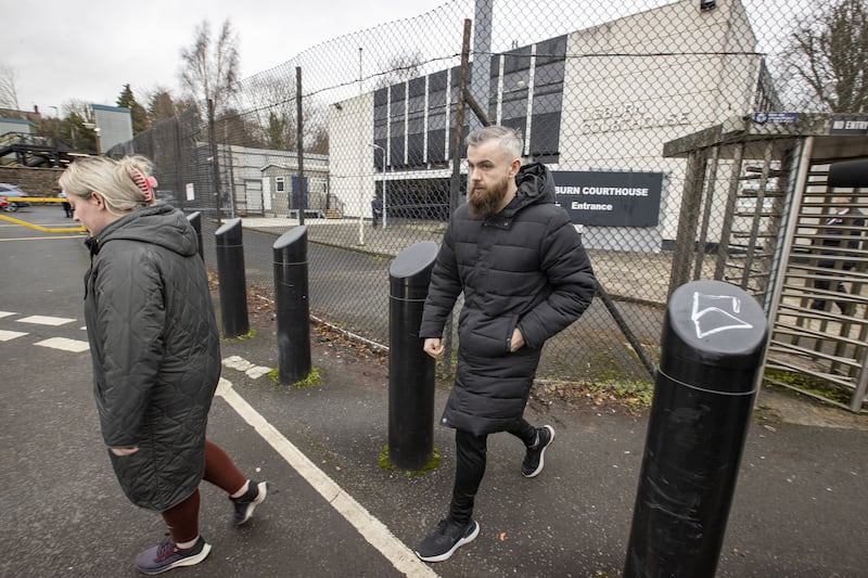Natalie McNally's brother Niall, leaves Lisburn Courthouse, where Stephen McCullagh, 32, from Woodland Gardens, Lisburn, has been remanded in custody after appearing in Lisburn Magistrates' Court over the murder of the 32-year-old in Lurgan in December. 