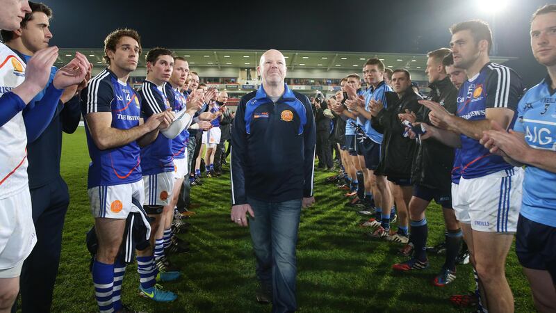 Anto Finnegan walks off the pitch at Ravenhill after the historic Game for Anto. Picture by Hugh Russell&nbsp;