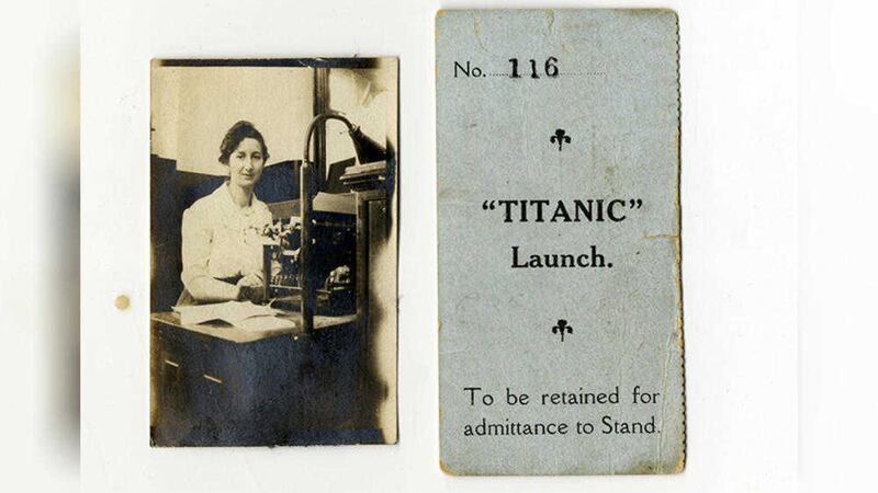 A ticket stub from the VIP enclosure of the launch of the Titanic and its owner Harland &amp; Wolff secretary Charlotte Irwin which is to be sold by the auction house in Devizes 