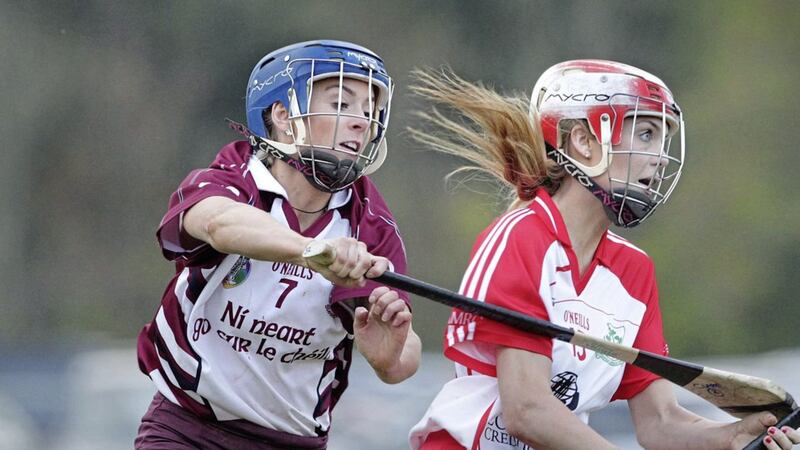 Slaughtneil's Clare McGrath in Ulster Senior Club Camogie Final action.<br />Picture Margaret McLaughlin.