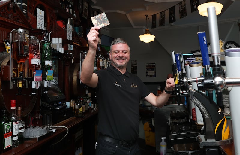 Irish League referee  Raymond Crangle  picture at the fort bar in West Belfast, Raymond will hang up his whistle at the end of this season.
PICTURE COLM LENAGHAN