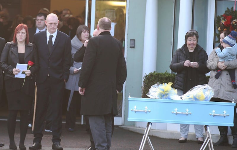 The funeral of Kai Corkum at Clarke &amp; Sons Funeral Home in Newtownards. Picture by Hugh Russell &nbsp;