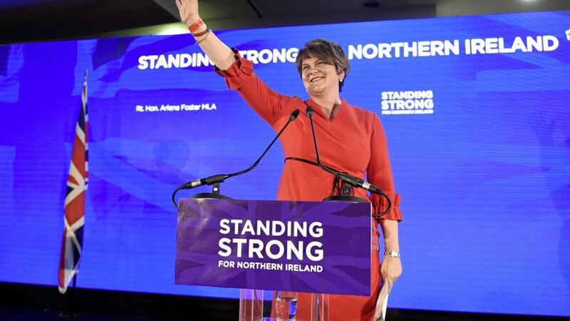 Arlene Foster at the DUP&rsquo;s annual conference at the La Mon Hotel in Belfast on Saturday. Picture by Michael Cooper, Press Association 