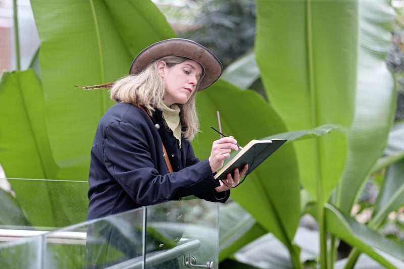 Botanical artist Marianne North, aka Genevieve Swift from the Theatre Without Walls at the re-opening of the newly refubished Tropical Ravine in Botanic Gardens, Belfast. Picture by Mal McCann 
