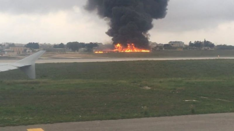 The plane crashed shortly after take-off from Malta International Airport, killing five people. Picture by Ed De Gaetano/Twitter 