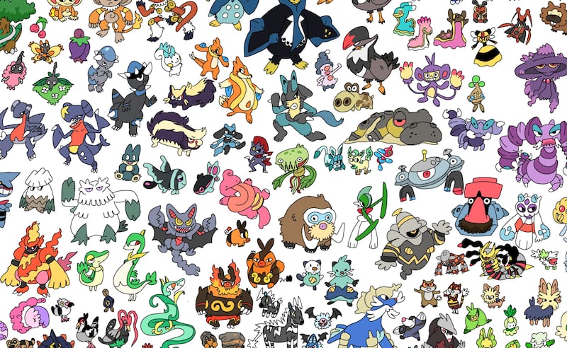 A section of a diagram of Pokemon